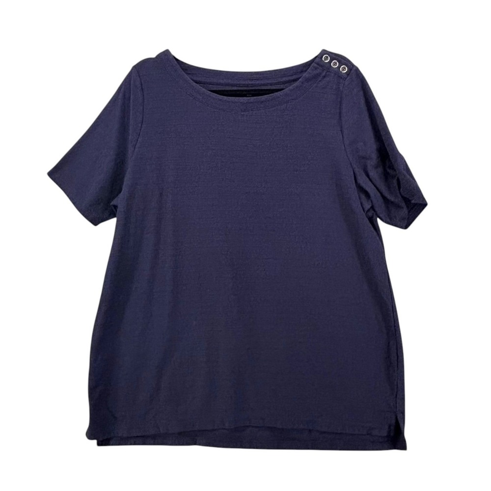 Talbots Womens Shirt Size 1X Navy Preppy Textured Classic Timeless Nautical